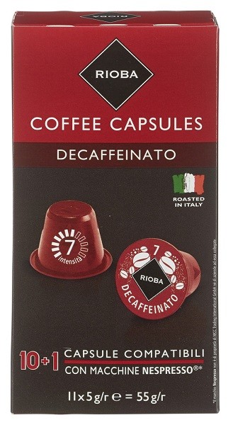 Кофе в капсулах Rioba Decaffeinato 11 кап x 5г